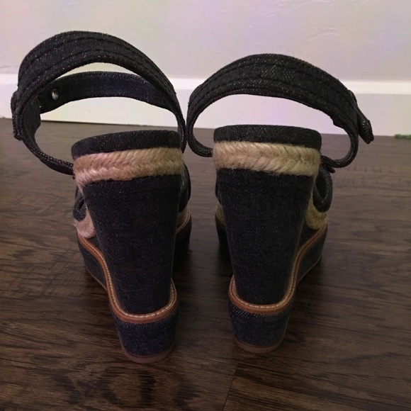 Miu Miu Denim Wedges, Braided Detail, Blue - Picture 6 of 8